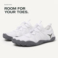 Barevon White cord-lace shoe — rounded toe room and full pair. ROOM FOR YOUR TOES.