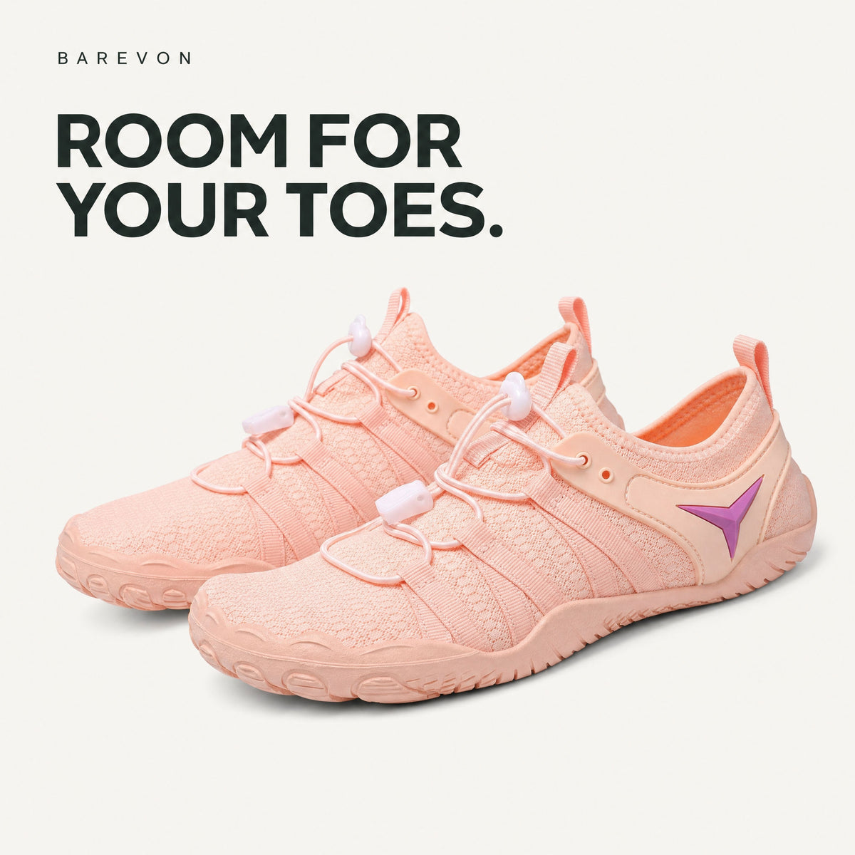 Barevon Coral cord-lace shoe — rounded toe room and full pair. ROOM FOR YOUR TOES.