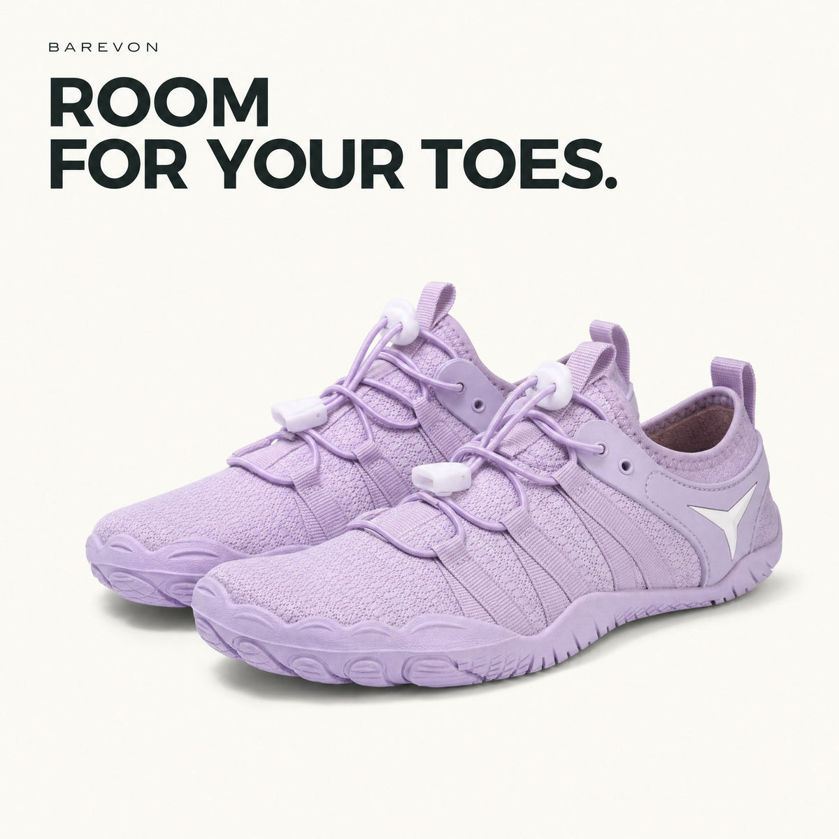 Barevon Lavender cord-lace shoe — rounded toe room and full pair. ROOM FOR YOUR TOES.