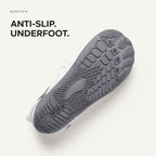 Barevon White cord-lace shoe — actual-reference rubber outsole tread. ANTI-SLIP. UNDERFOOT.