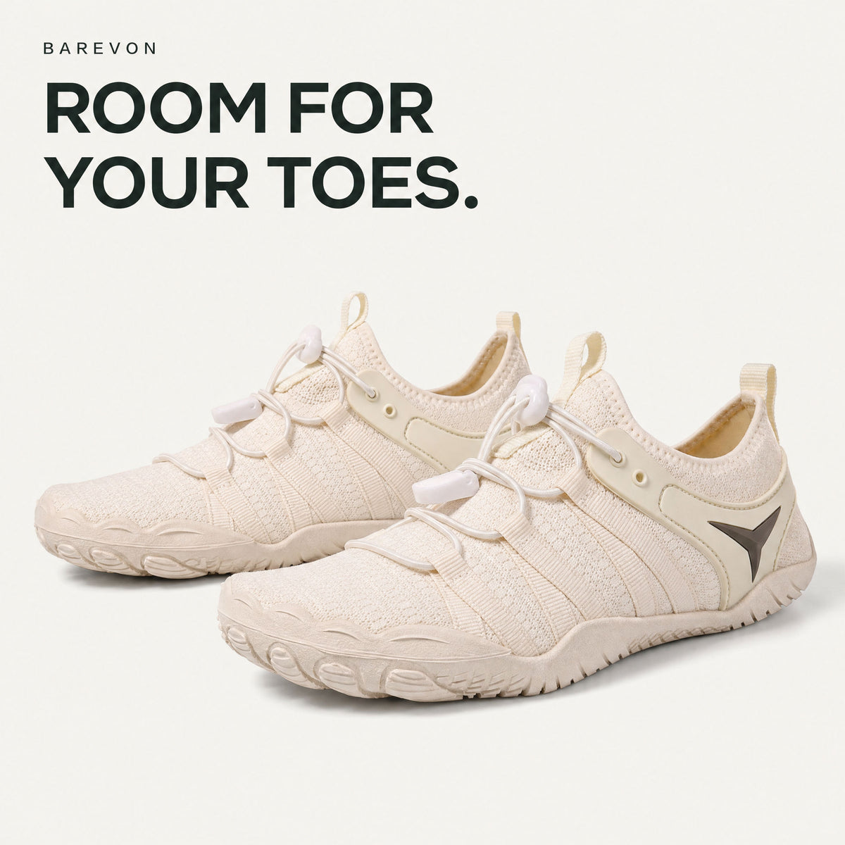 Barevon Beige cord-lace shoe — rounded toe room and full pair. ROOM FOR YOUR TOES.