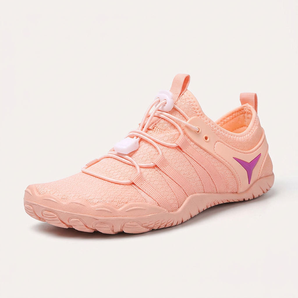 Coral cord-lace shoe, front three-quarter view