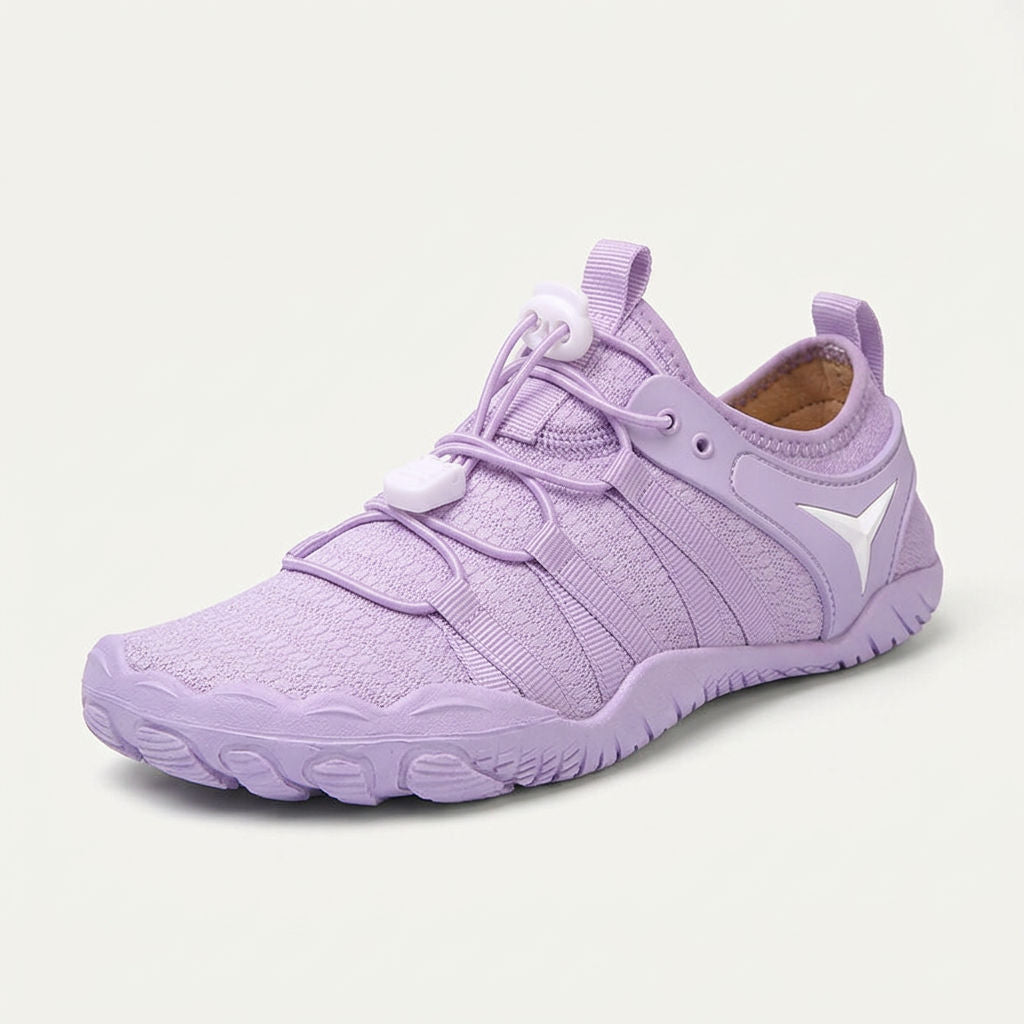 Lavender cord-lace shoe, front three-quarter view